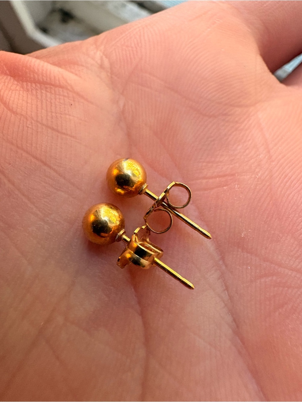 Simply Whispers 14k Gold Ball Stud Earrings 5mm Signed
